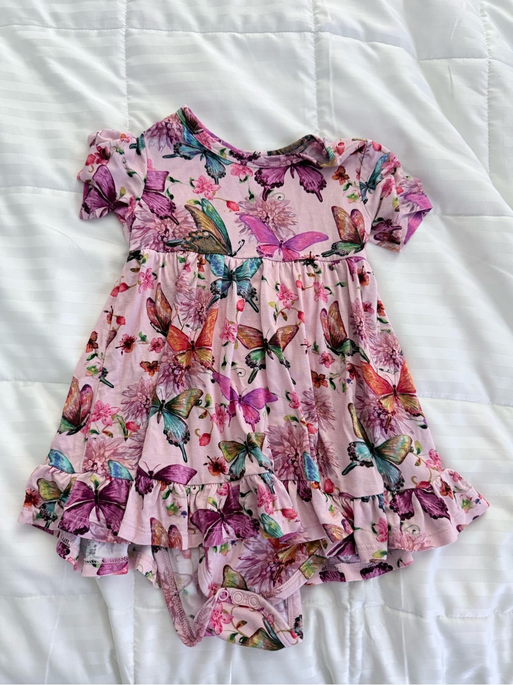 Posh Peanut Pink Butterfly Floral Ruffle Twirl Dress | 2T